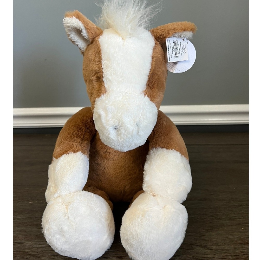 Mudpie Brown White Clydesdale Horse Plush Stuffed Animal Nursery Decor Soft Toy